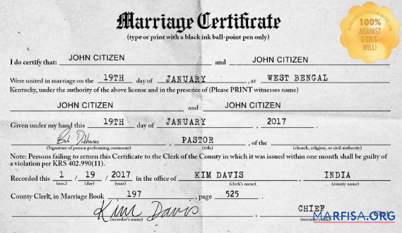 Realistic India Registrar of West Bengal marriage certificate template